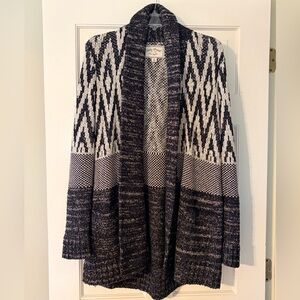 Lucky Brand Black and White Open Knit Cardigan